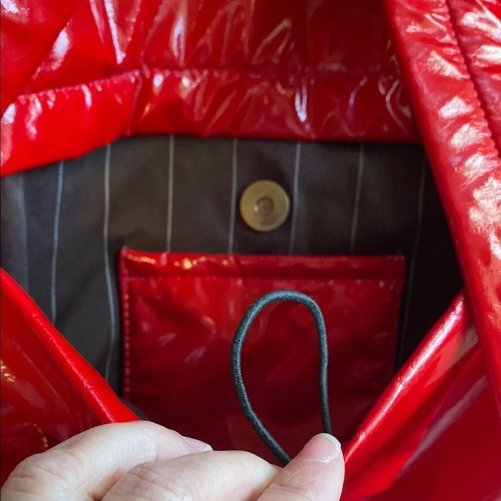 Candy Apple Red Glossy Backpack with Reflective Finish